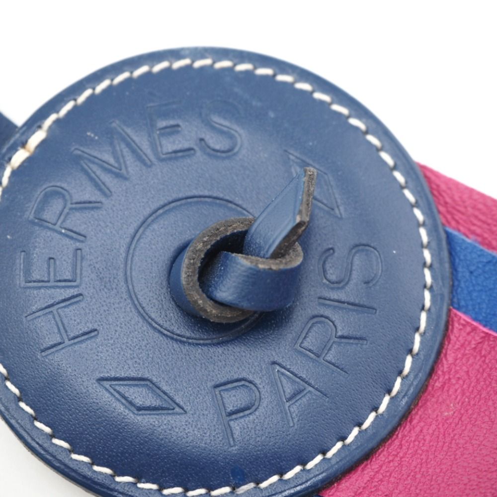 Hermes Paddock Flot Charm Leather Strap Blue Keychain — view 7