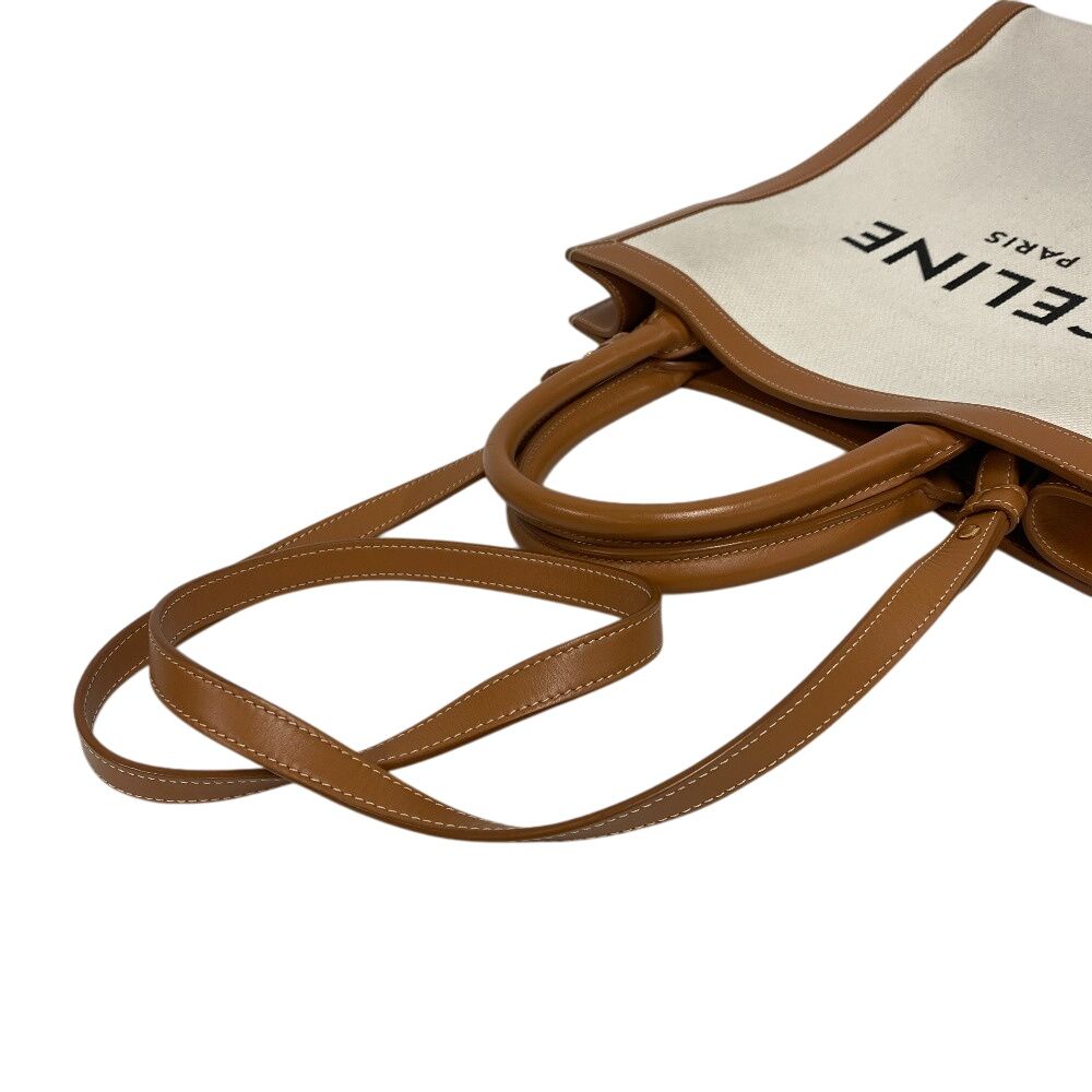 Celine Vertical Cover 2-Way Shoulder Bag Canvas Beige — view 6