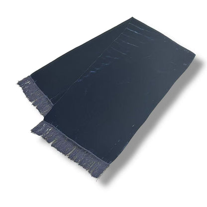 Dior Scarf Shawl Velour Embroidery Logo Fringe Navy — view 4