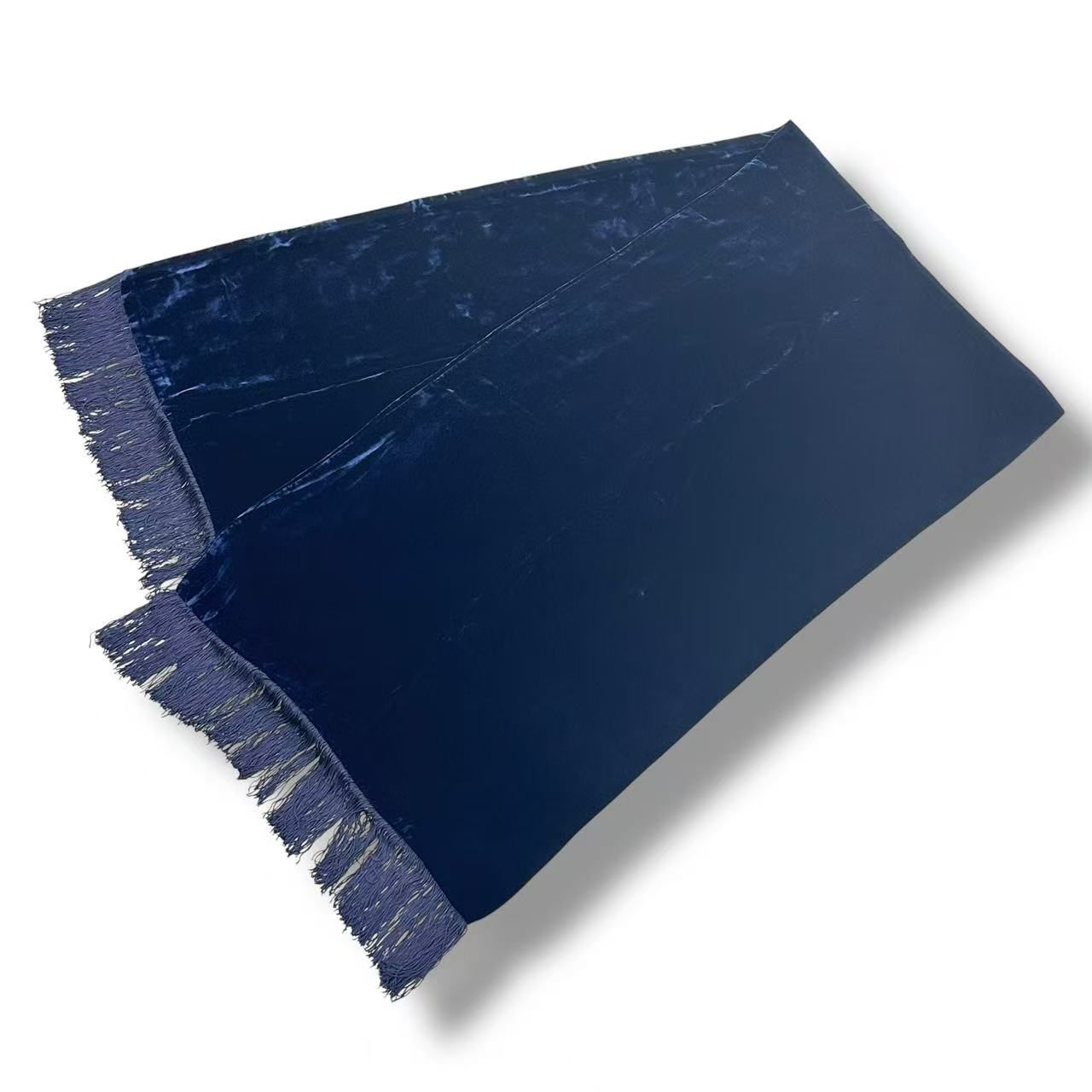 Dior Scarf Shawl Velour Embroidery Logo Fringe Navy — view 2