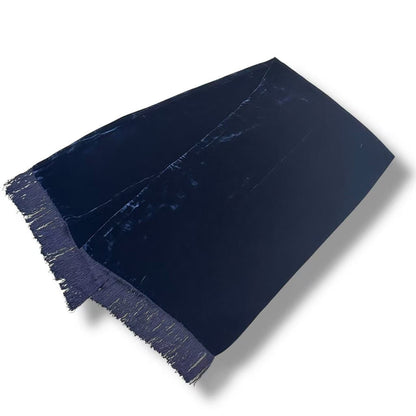 Dior Scarf Shawl Velour Embroidery Logo Fringe Navy — view 3