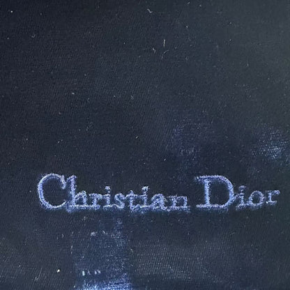 Dior Scarf Shawl Velour Embroidery Logo Fringe Navy — view 5