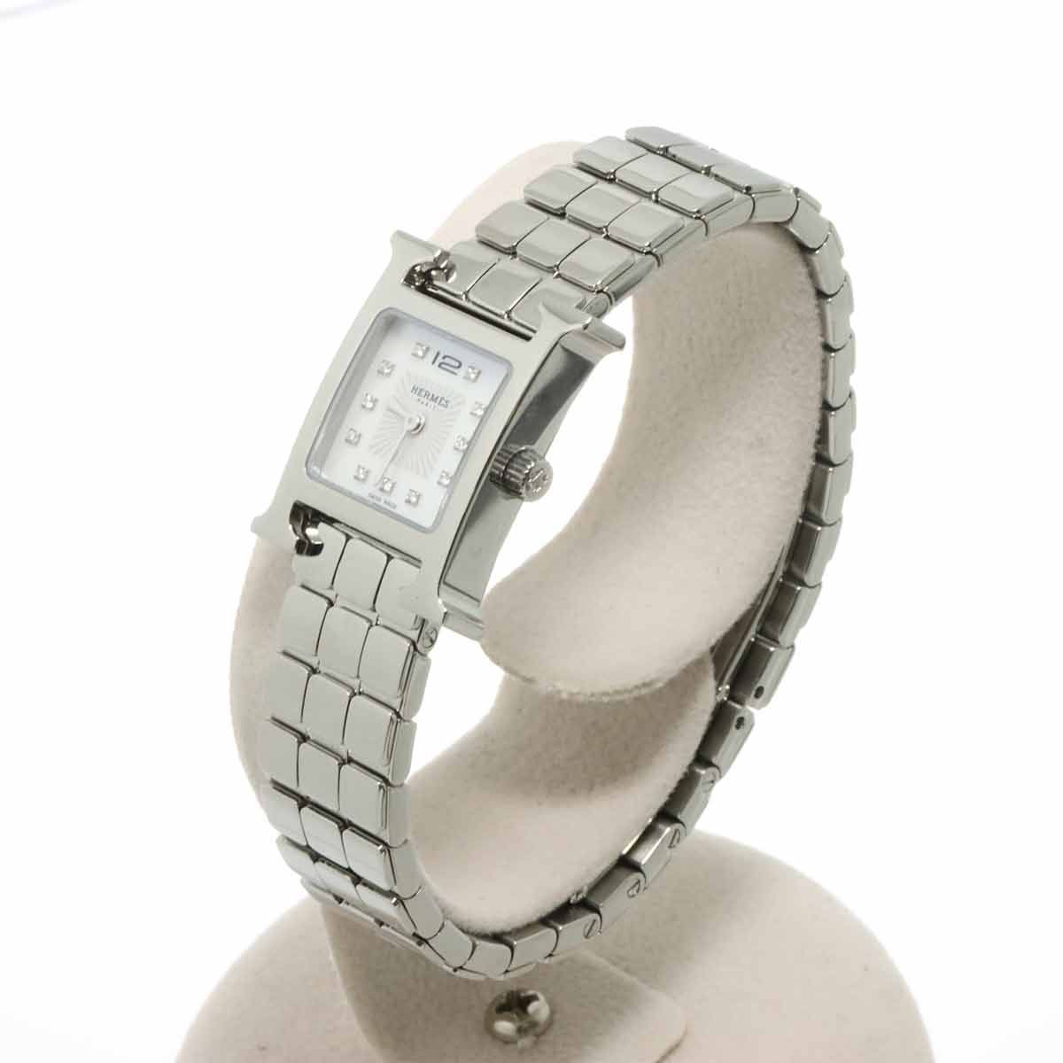 Hermes Watch Mini Hh1 110 Diamond White Shell Quartz — view 2