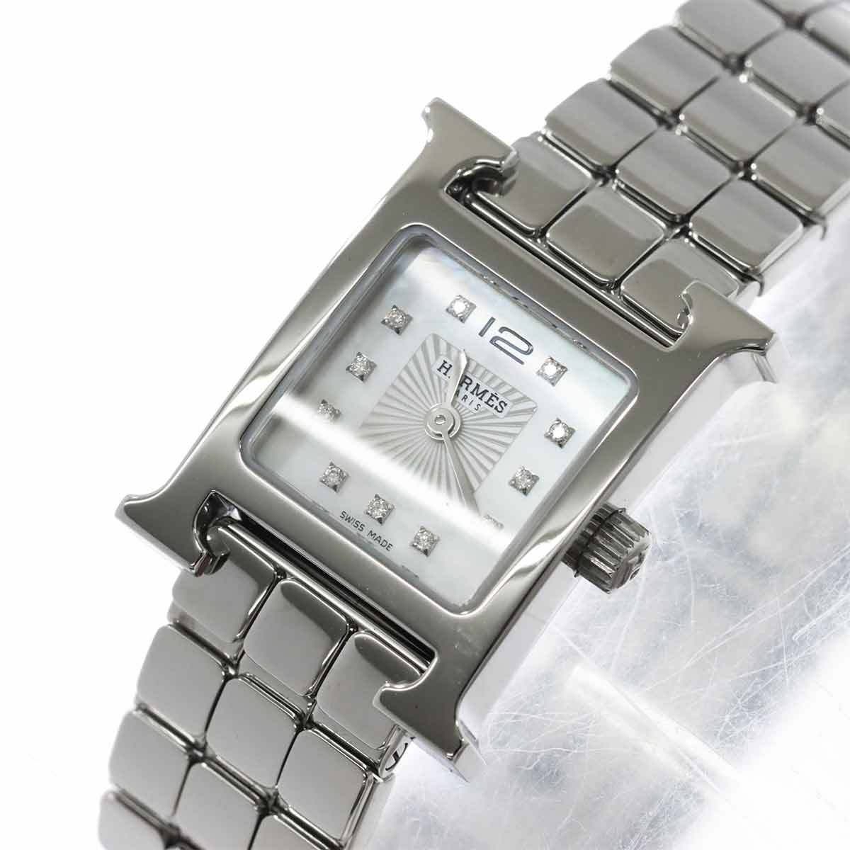 Hermes Watch Mini Hh1 110 Diamond White Shell Quartz — view 7