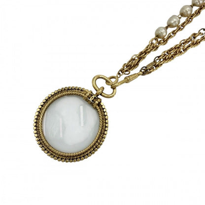 Chanel Necklace Long Pendant Loupe CC Logo Vintage Faux Pearl