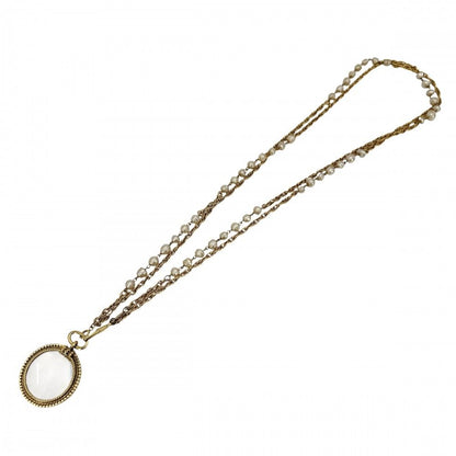 Chanel Necklace Long Pendant Loupe CC Logo Vintage Faux Pearl — view 4