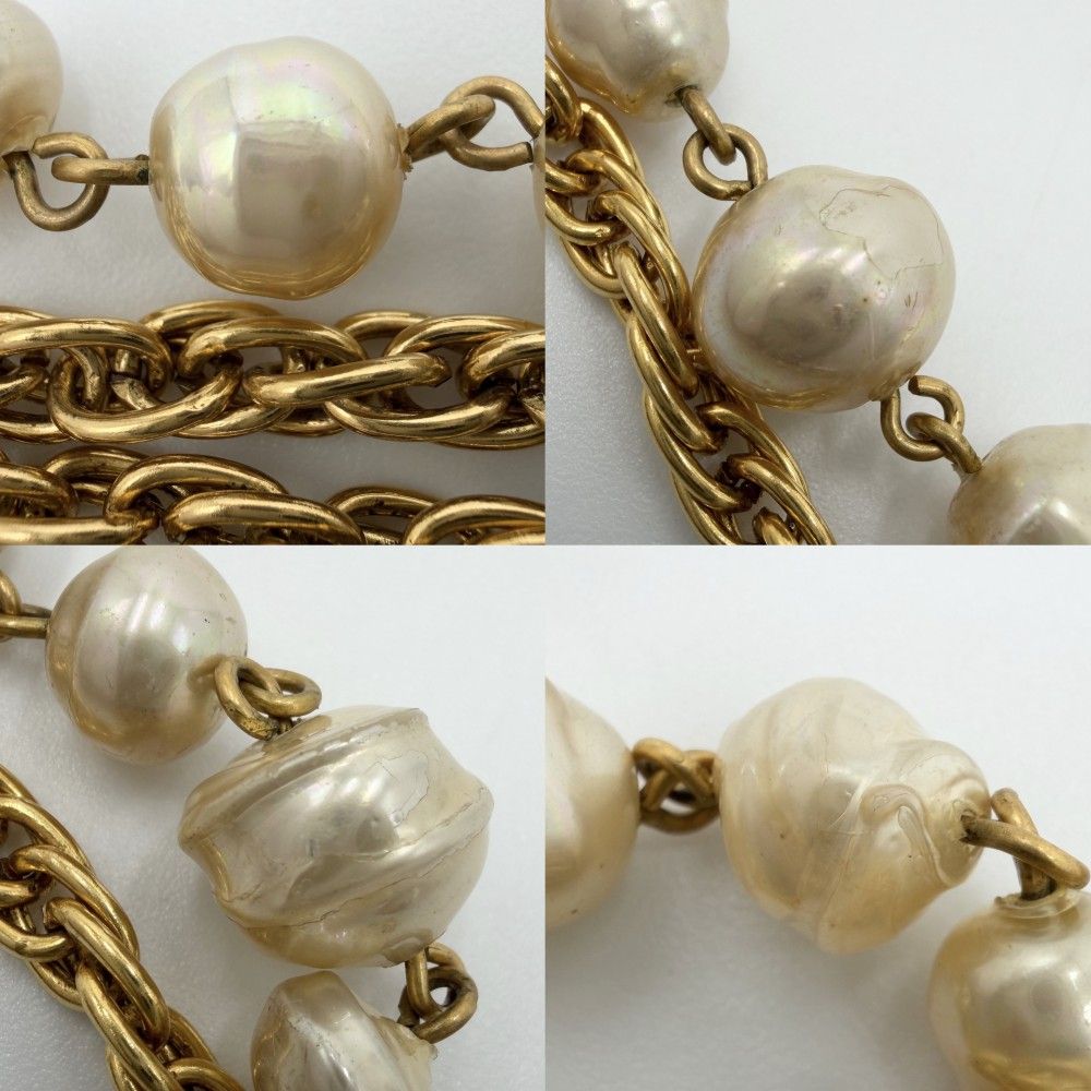 Chanel Necklace Long Pendant Loupe CC Logo Vintage Faux Pearl — view 5