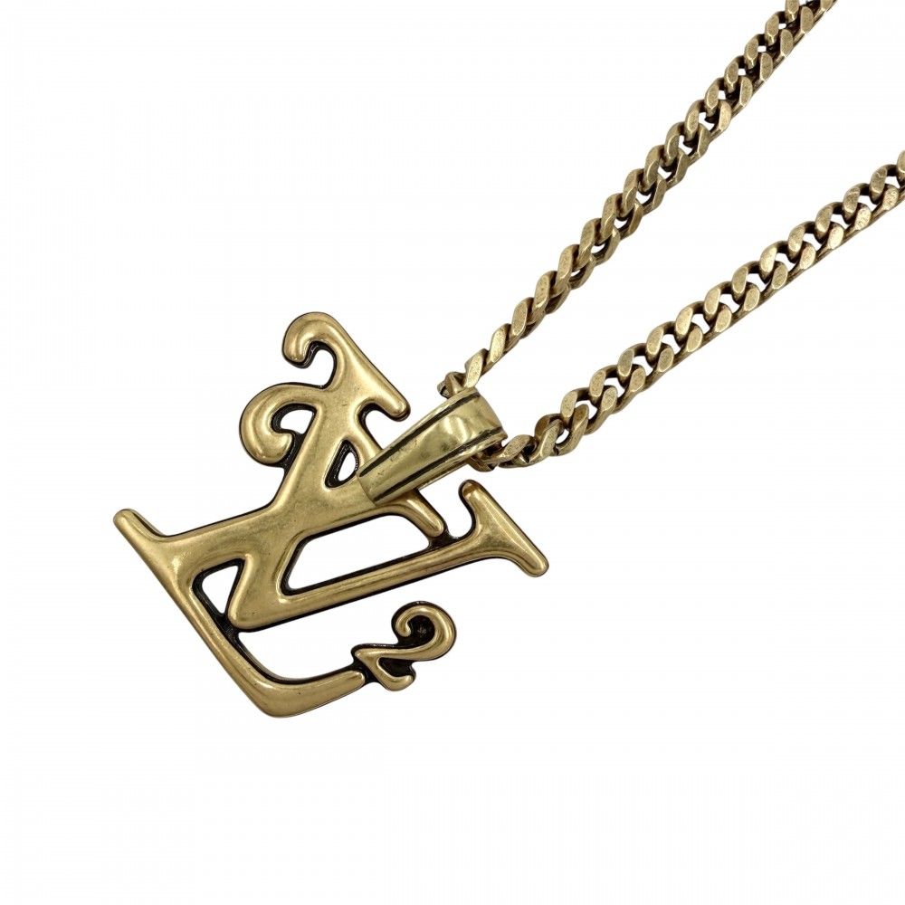Louis Vuitton Necklace Collier Squared LV Pendant Gold