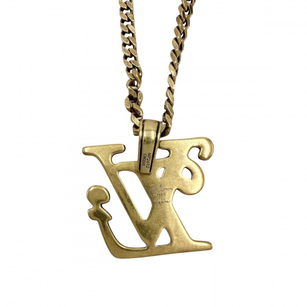 Louis Vuitton Necklace Collier Squared LV Pendant Gold — view 2