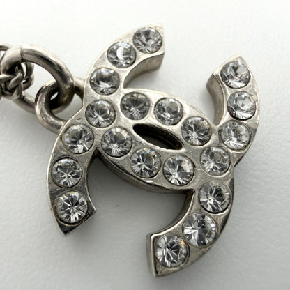 Chanel Necklace CC Logo Pendant Rhinestone Silver — view 8