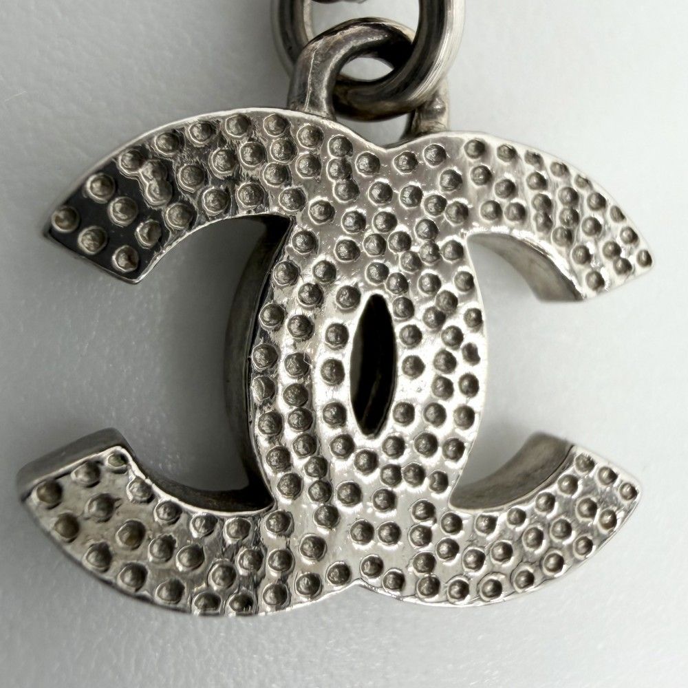 Chanel Necklace CC Logo Pendant Rhinestone Silver — view 9
