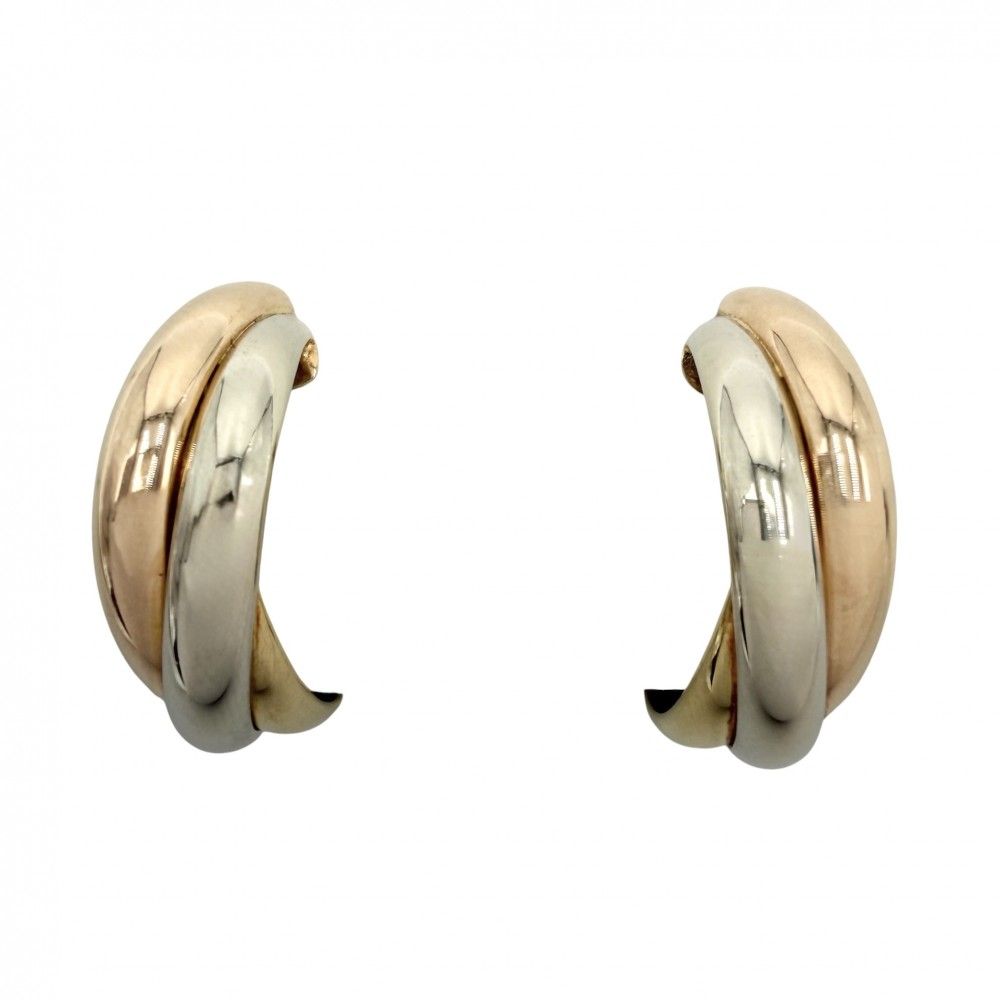 Cartier Earrings Trinity 18k YG PG WG Gold