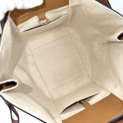 Loewe 2-Way Hammock Compact Shoulder Bag Crossbody Tote Leather Calf Brown Gold — view 4