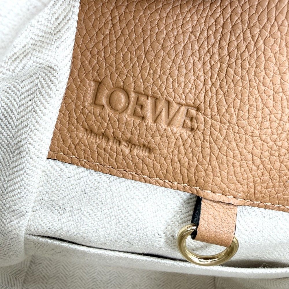 Loewe 2-Way Hammock Compact Shoulder Bag Crossbody Tote Leather Calf Brown Gold — view 5