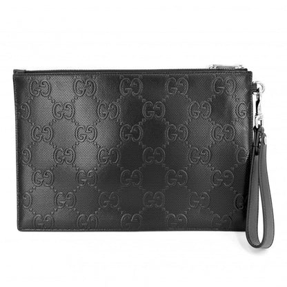 Gucci Clutch GG Embossed Second Leather Black Silver — view 2