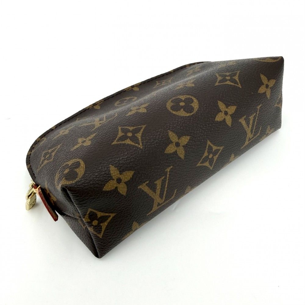 Louis Vuitton Pouch Monogram Pochette Cosmetic PM Makeup Case Brown Gold — view 3