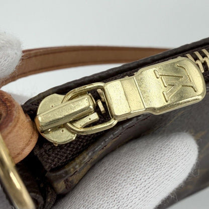 Louis Vuitton Pochette Pouch Mini Bag Monogram Canvas Brown Gold — view 6