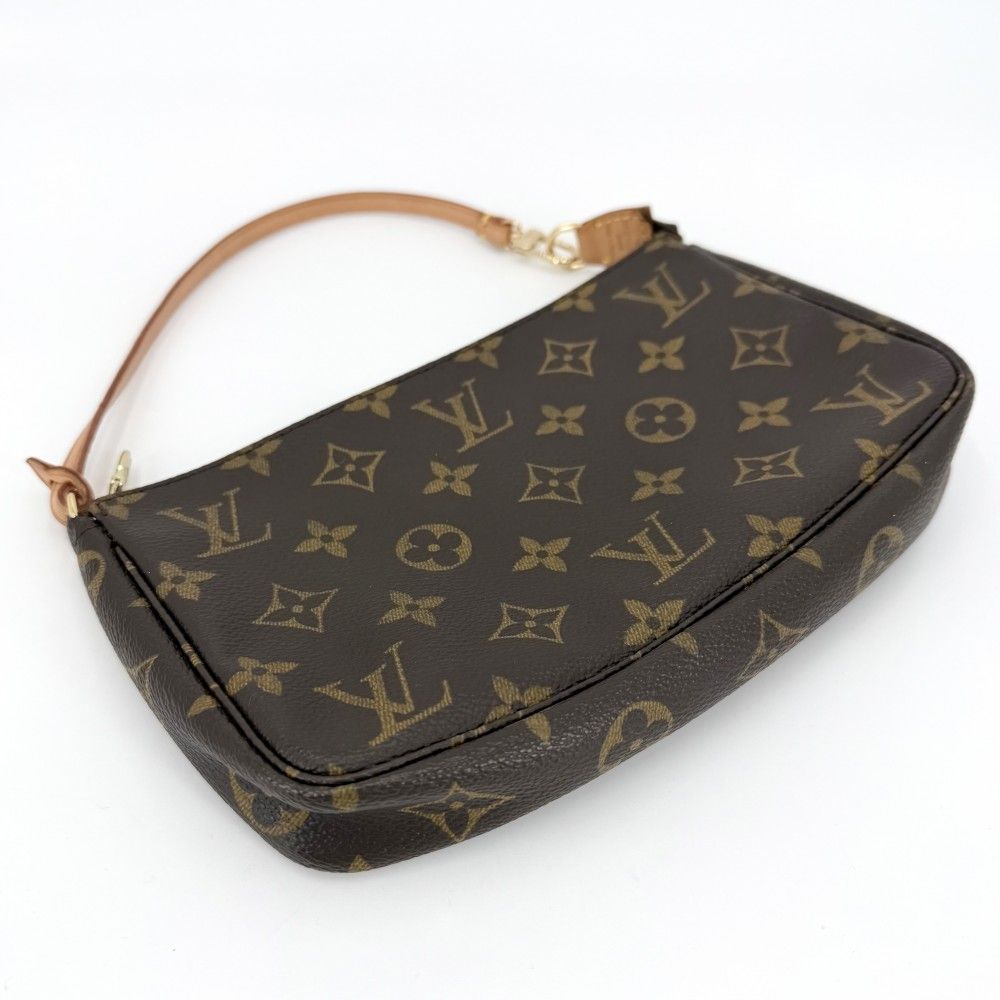 Louis Vuitton Pochette Pouch Mini Bag Monogram Canvas Brown Gold — view 3