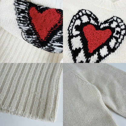 Dior Knit Heart Top Long Sleeve Sweater 36 White Cashmere Autumn Winter — view 5