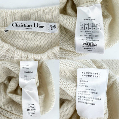 Dior Knit Heart Top Long Sleeve Sweater 36 White Cashmere Autumn Winter — view 4