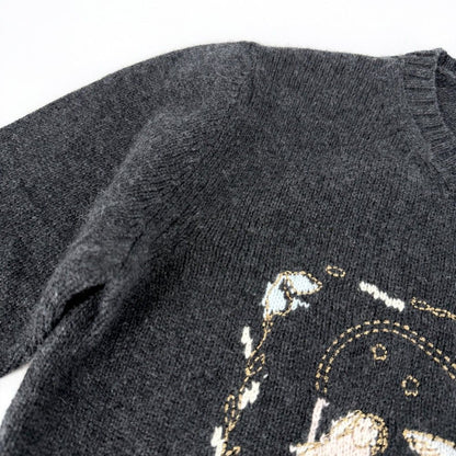 Dior Knit Heart Angel Top 3/4 Length Sweater le Vierge Embroidery S Gray — view 6