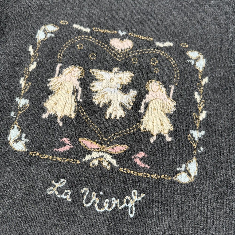 Dior Knit Heart Angel Top 3/4 Length Sweater le Vierge Embroidery S Gray — view 5