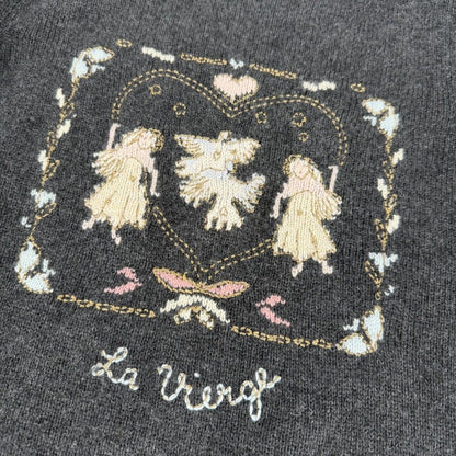 Dior Knit Heart Angel Top 3/4 Length Sweater le Vierge Embroidery S Gray — view 5