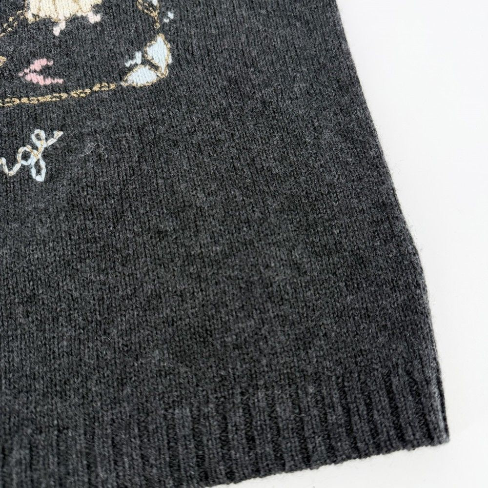 Dior Knit Heart Angel Top 3/4 Length Sweater le Vierge Embroidery S Gray — view 7