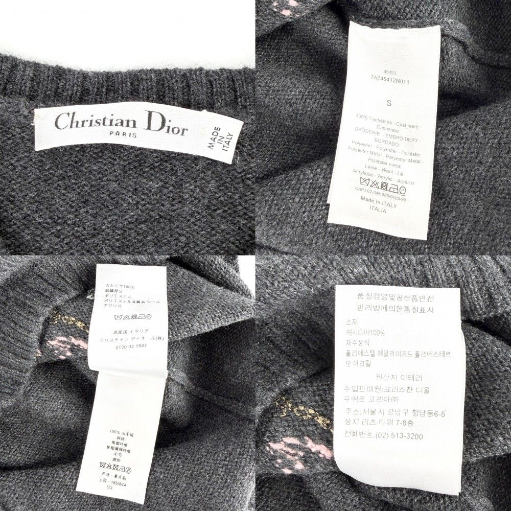 Dior Knit Heart Angel Top 3/4 Length Sweater le Vierge Embroidery S Gray — view 4