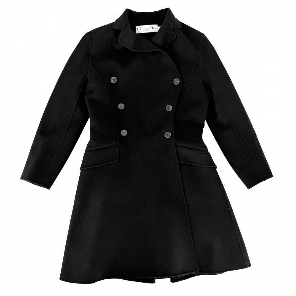 Dior Double Breasted Cashmere Coat Longcoat 40 Black Cashmere