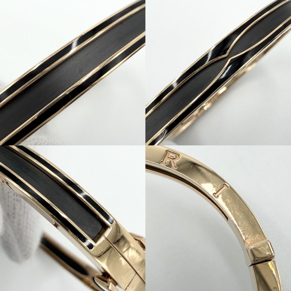 Bvlgari Bracelet B-zero One B.zero1 Open Bangle M 18k PG Gold Ceramic Black — view 6