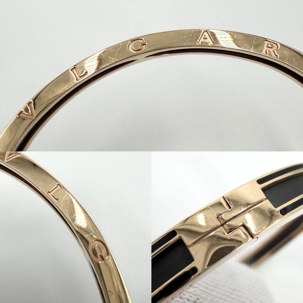 Bvlgari Bracelet B-zero One B.zero1 Open Bangle M 18k PG Gold Ceramic Black — view 5