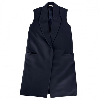 Celine Gilet Long Vest 36 Navy Wool
