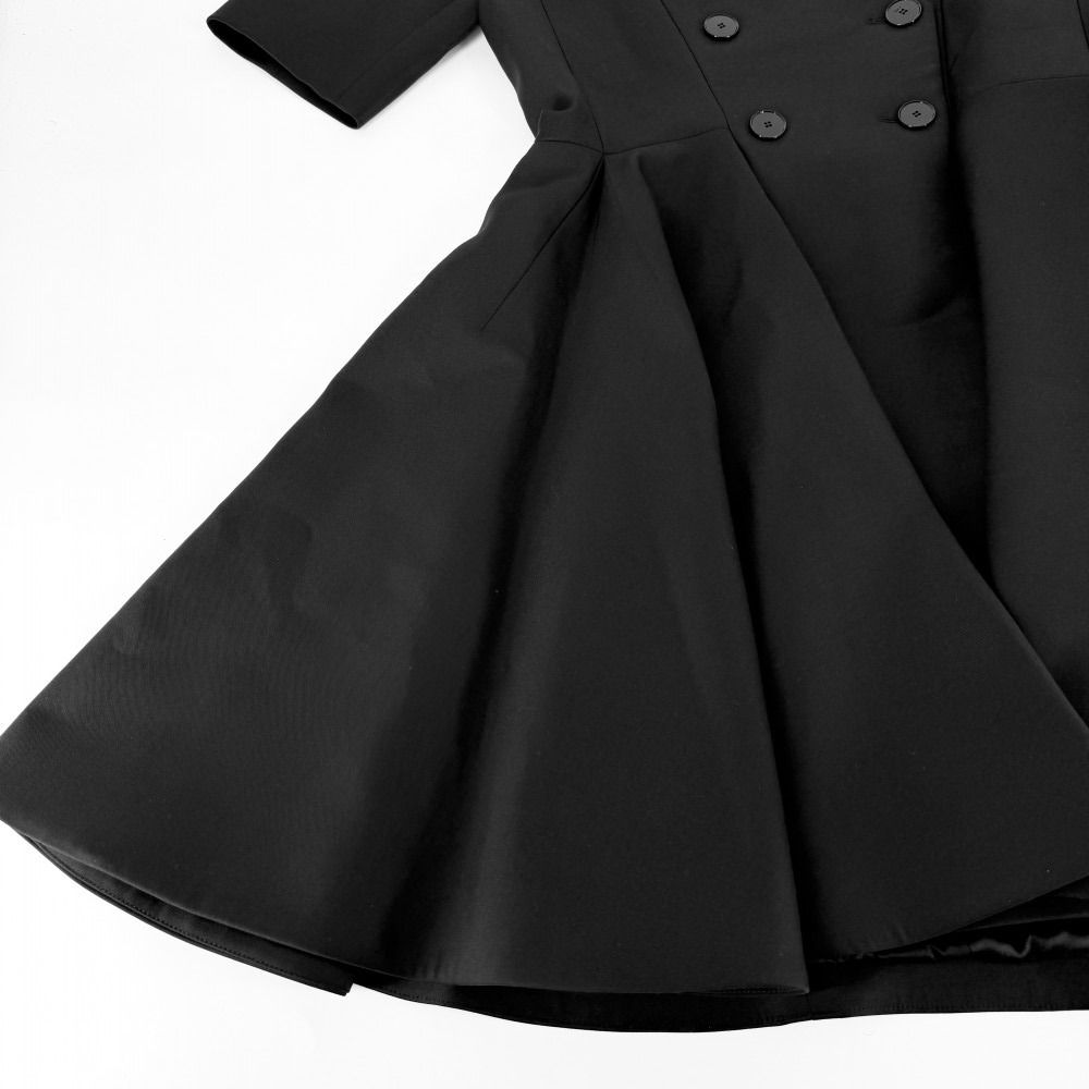 Dior Dio Dress Flaredress Double Breasted Short Sleeve 40 Black Nylon Polyuretha — view 7