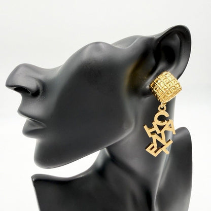 Chanel Earrings Swing Logo Gold Plated — view 2