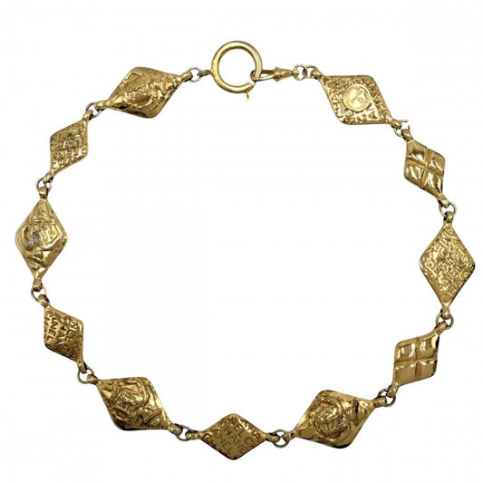 Chanel Necklace Logo Mademoiselle Vintage Gold Plated