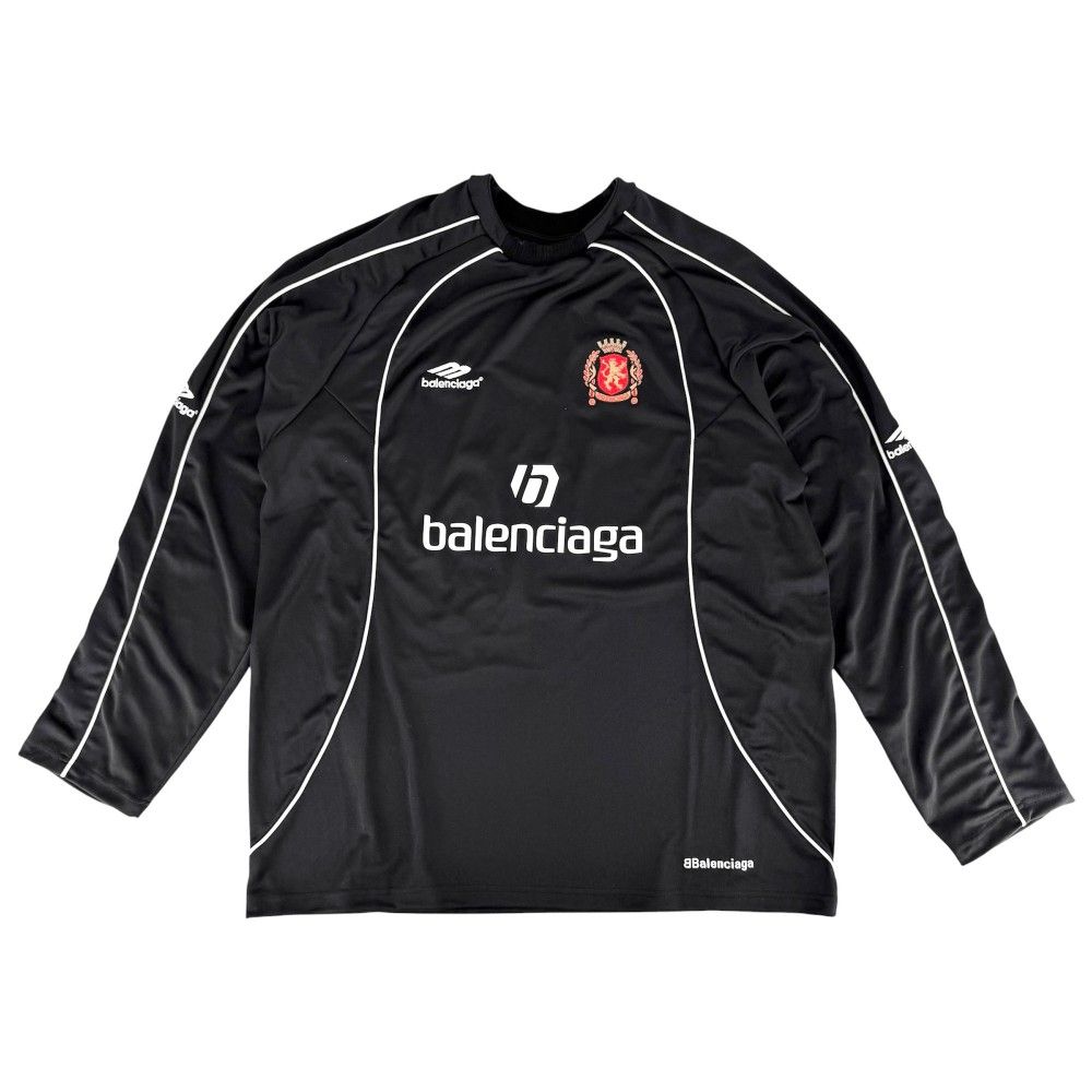 Balenciaga Long Sleeve T-Shirt Mesh Technical Jersey Paris Soccer Top L Black