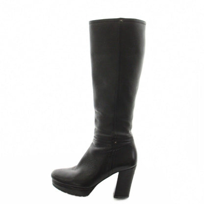 Prada Sport Long Boots Heels Leather 36 Black