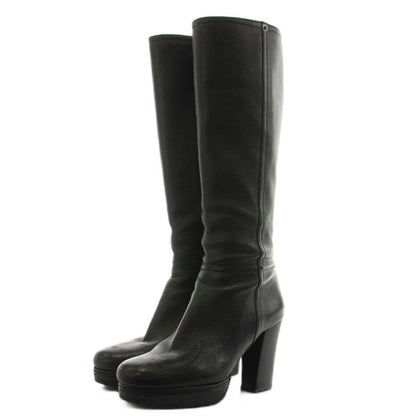 Prada Sport Long Boots Heels Leather 36 Black — view 2