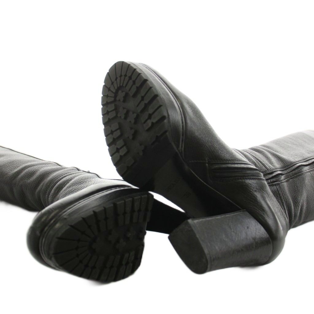 Prada Sport Long Boots Heels Leather 36 Black — view 8