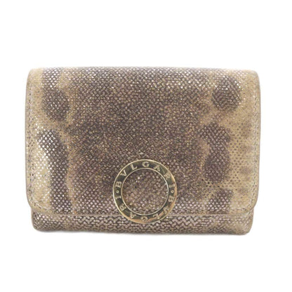 Bvlgari Calungskin Metallic Wallet Bifold Brown