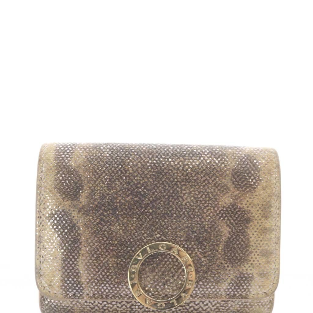 Bvlgari Calungskin Metallic Wallet Bifold Brown — view 3