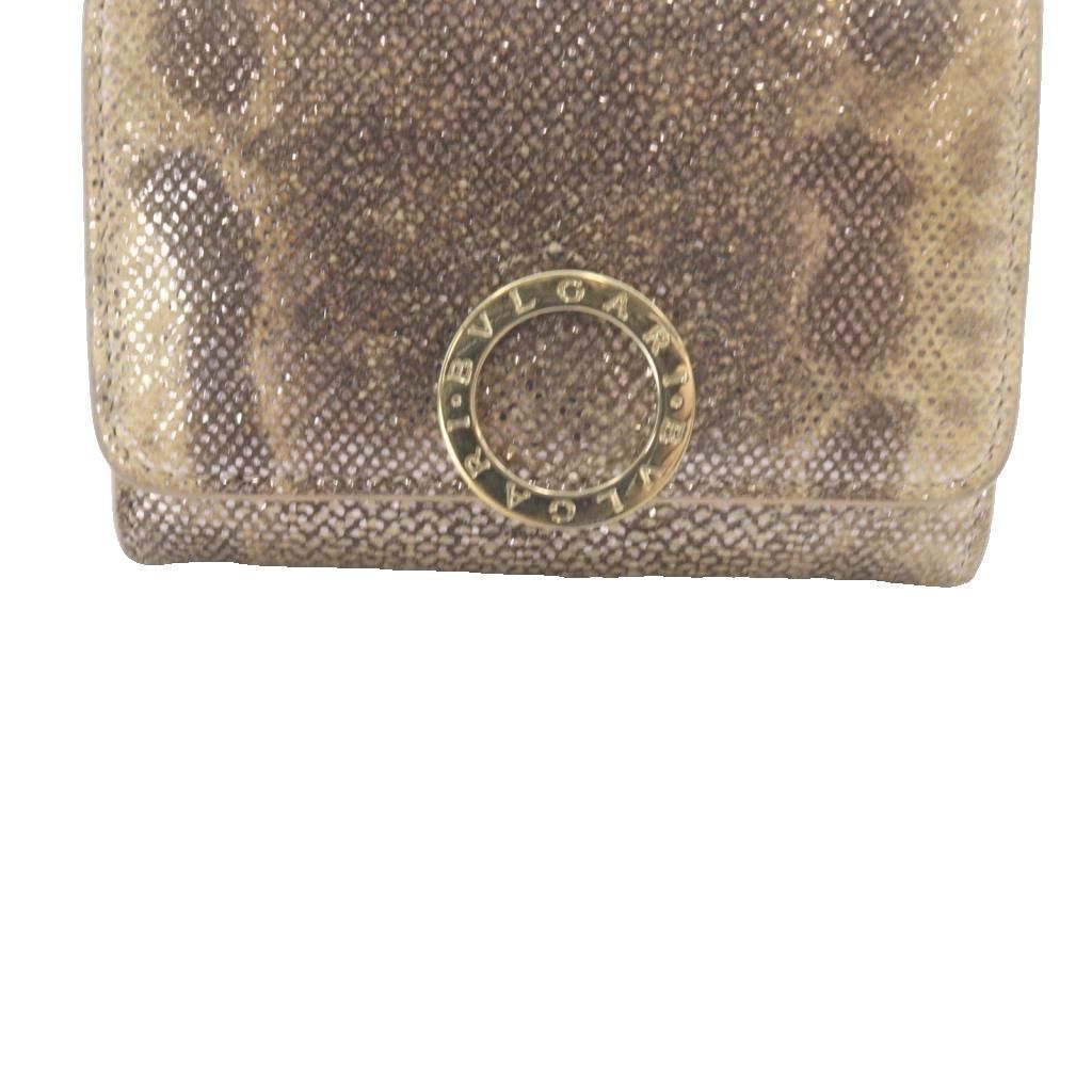 Bvlgari Calungskin Metallic Wallet Bifold Brown — view 4