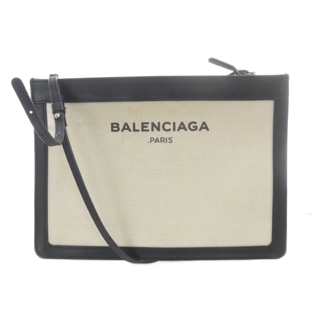 Balenciaga Navy Pochette Shoulder Bag Logo Black White