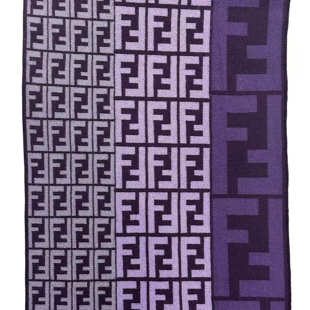 Fendi Scarf Zucca Pattern FF Logo Wool Purple — view 5