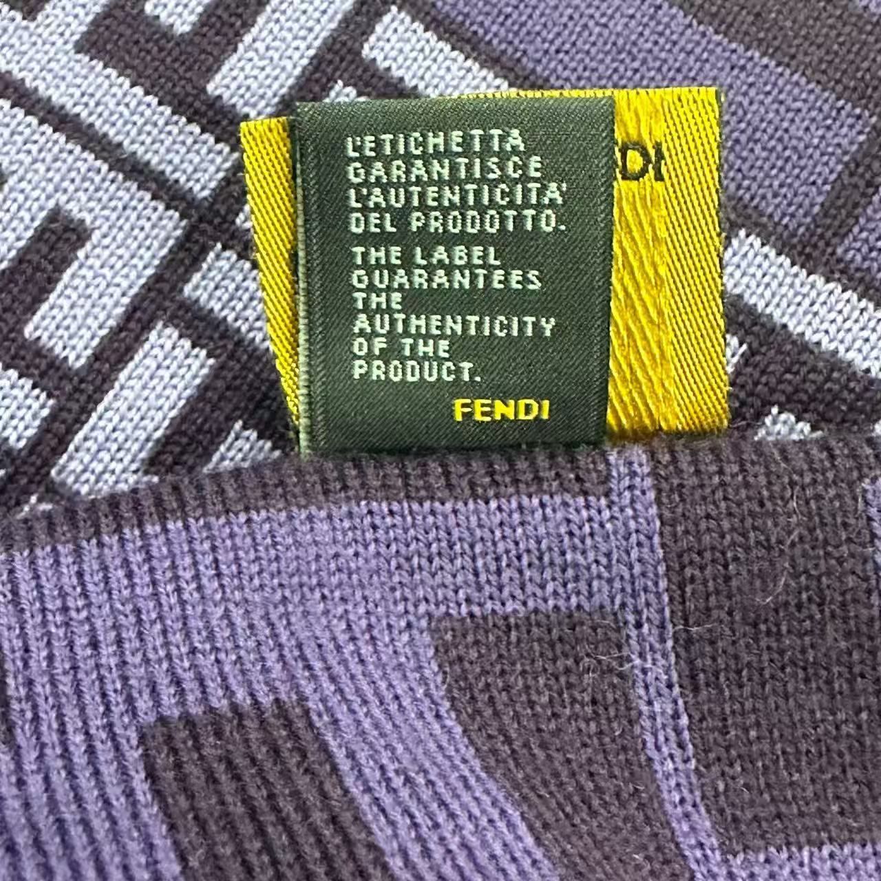 Fendi Scarf Zucca Pattern FF Logo Wool Purple — view 9