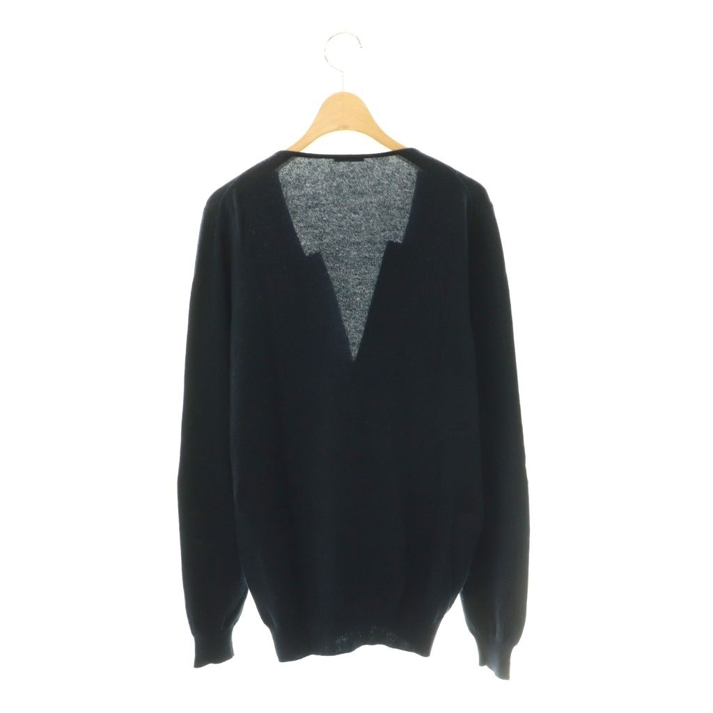 Bottega Veneta Cashmere Cotton Knit Cardigan Long Sleeve Neck Zip Up 44 Navy DO — view 2