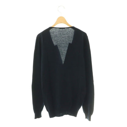 Bottega Veneta Cashmere Cotton Knit Cardigan Long Sleeve Neck Zip Up 44 Navy DO — view 2