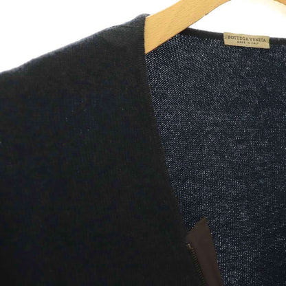 Bottega Veneta Cashmere Cotton Knit Cardigan Long Sleeve Neck Zip Up 44 Navy DO — view 6