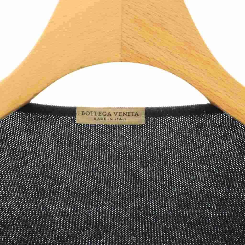 Bottega Veneta Cashmere Cotton Knit Cardigan Long Sleeve Neck Zip Up 44 Navy DO — view 5